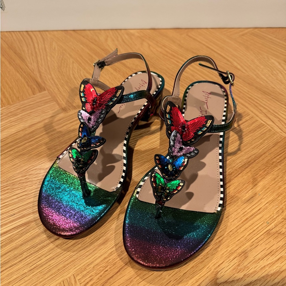 Betsey Johnson Jenny Sandals Ombré Sequin Butterfly